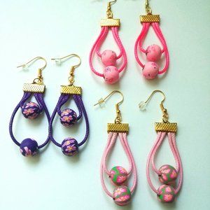 Double Loop Teardrop Earrings-Double Hoop-Leather